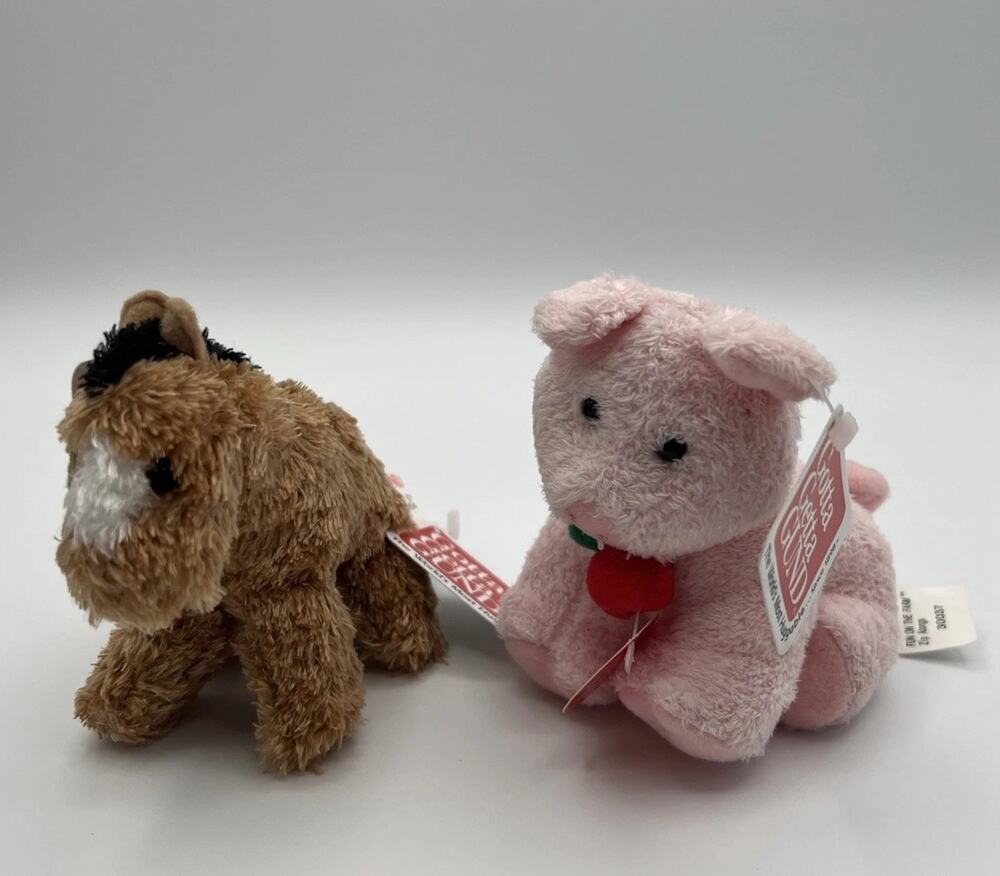 Gund Mini Pig Zip Along Pink Pig Fun On The Farm Brown Horse 4" Plush With Tag